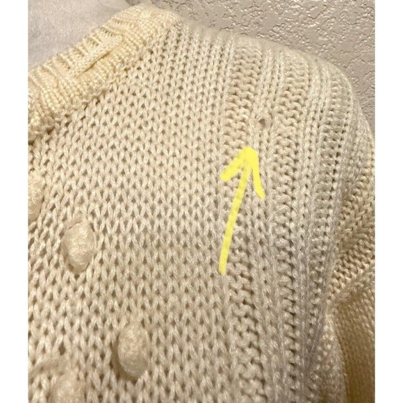 Half Time Vintage 80s Cream Crochet Cardigan Sweater - Picture 5 of 7